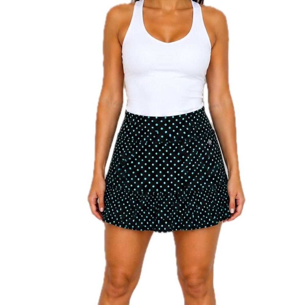 Dona Jo Black Polka Dot Tennis Skort Size 1 Small Pickleball Golf Skirt Athletic